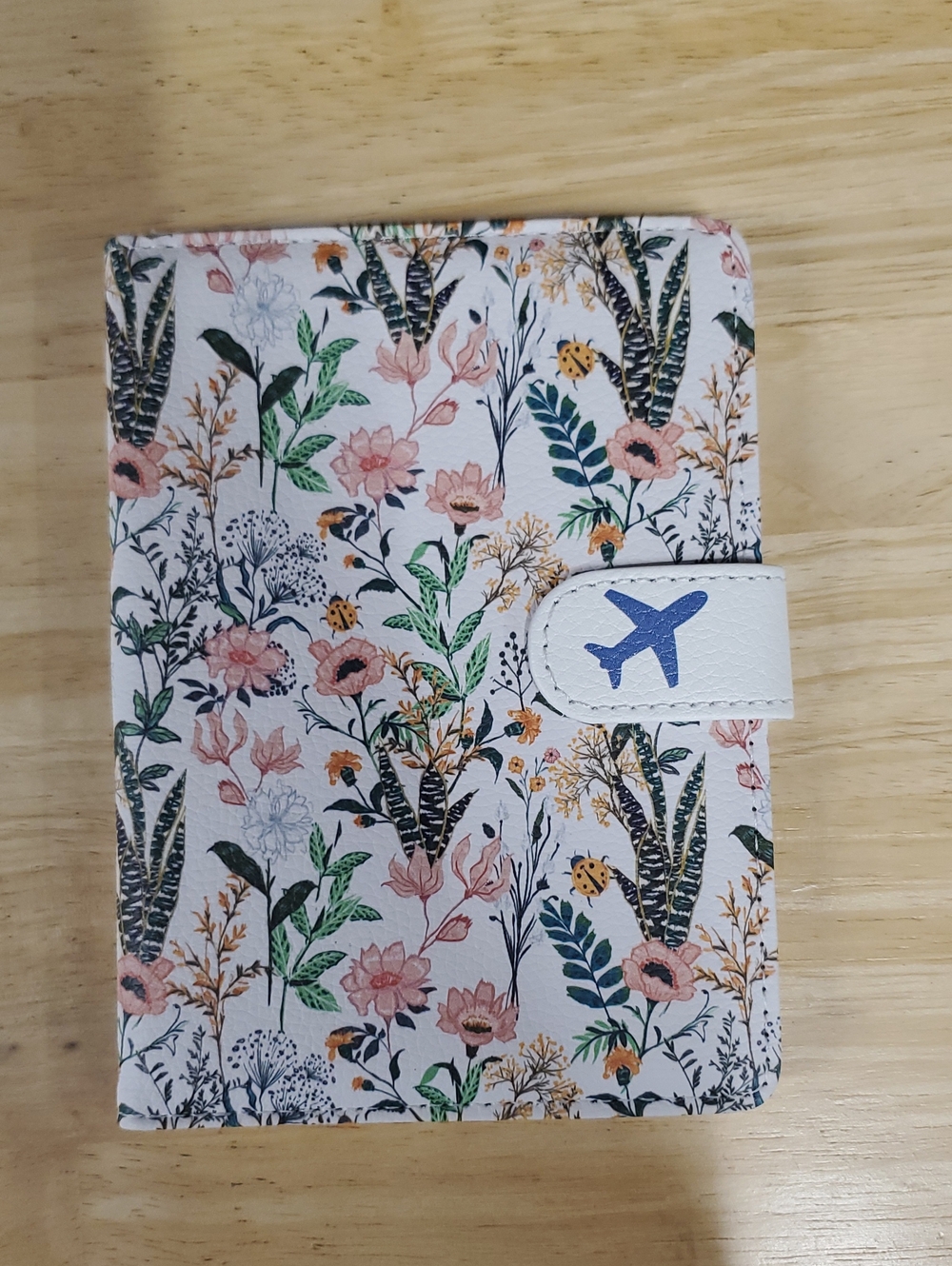 Kids Floral Passport Holder with Airplane Accent - Pink
